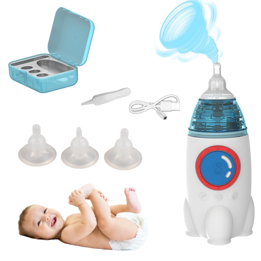 Baby Nasal Aspirator Nose Cleaner with Music and Light 3 Gear Adjustable Electric Nasal Aspirator for Infants Baby