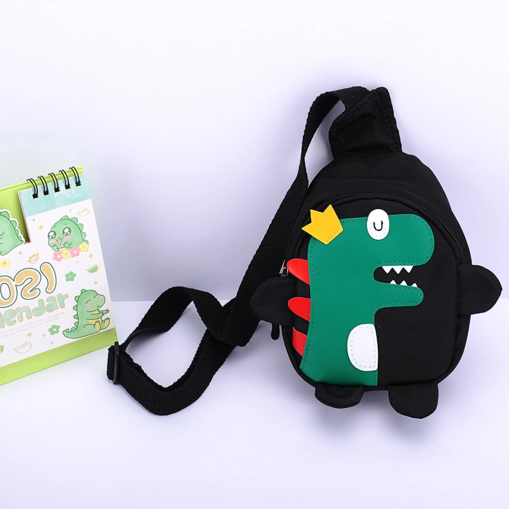 Cute Small Dinosaur Shoulder Bag Portable Cartoon Chest Daypack With Adjustable Shoulder Strap for Kids Black