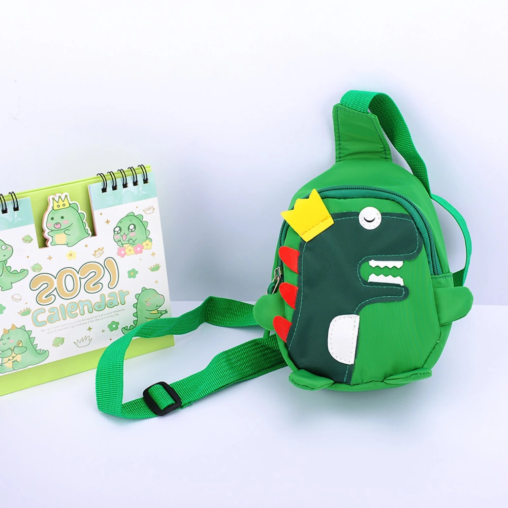 Cute Small Dinosaur Shoulder Bag Portable Cartoon Chest Daypack With Adjustable Shoulder Strap for Kids Green