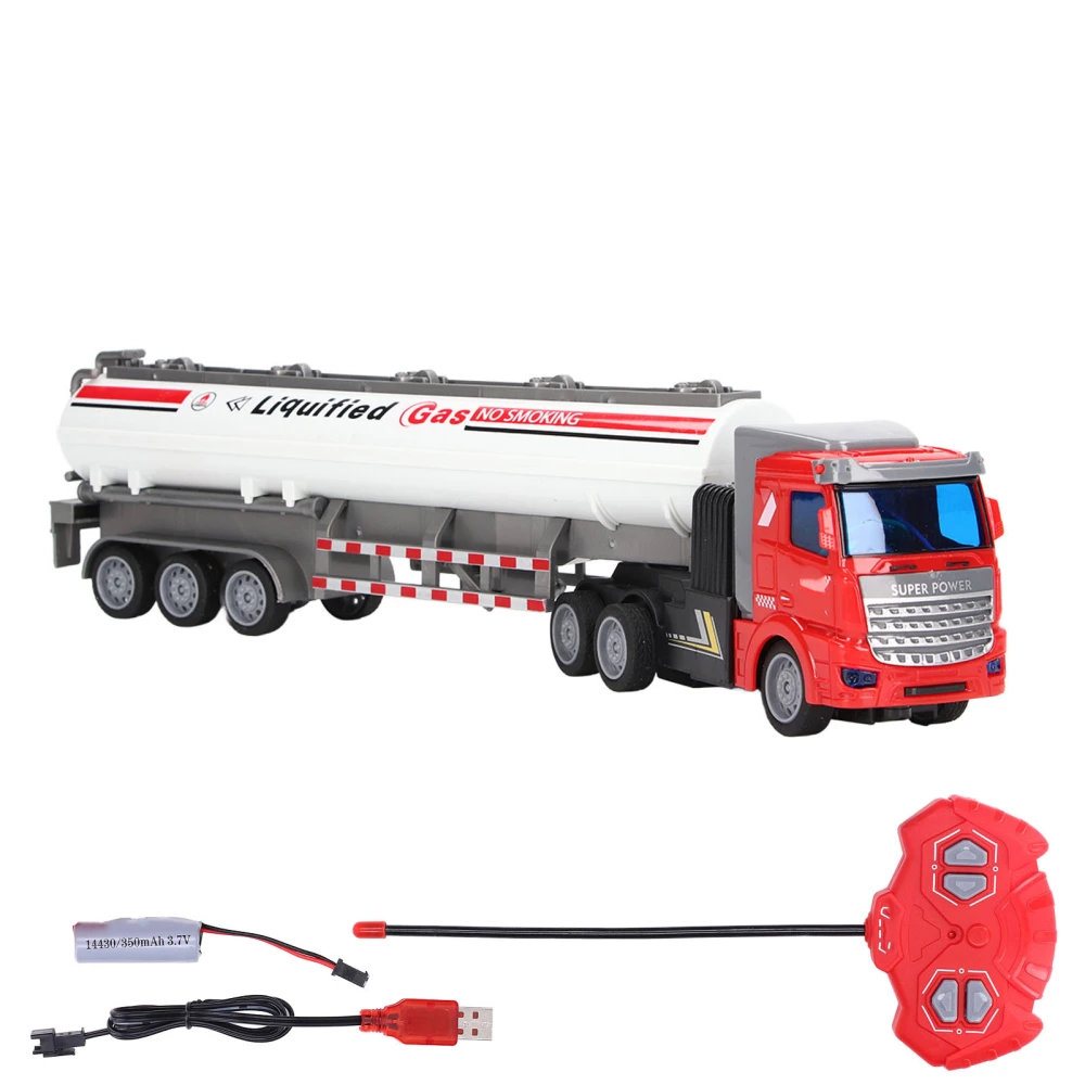 1:48 Scale RC Semi Truck Trailer All Round Movement Remote Control Oil Tank Truck Toy for Kids