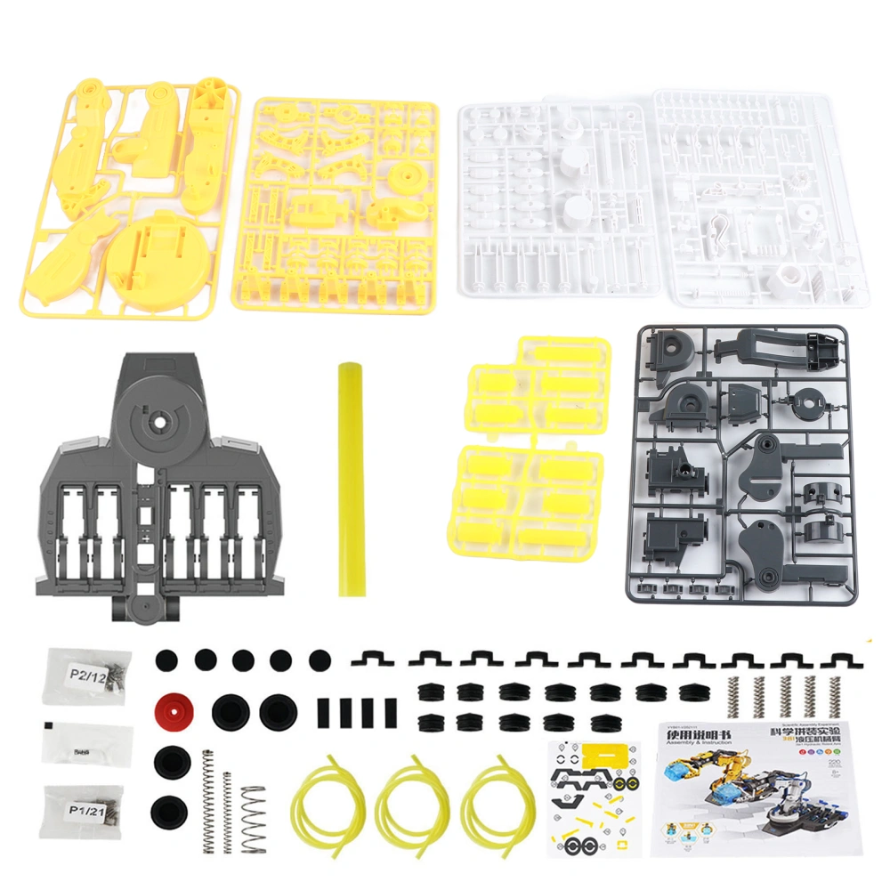 DIY Assembly Hydraulic Robot Arm Kit Children Hydraulic Mechanical Arm Toy Scientific Experiment Yellow