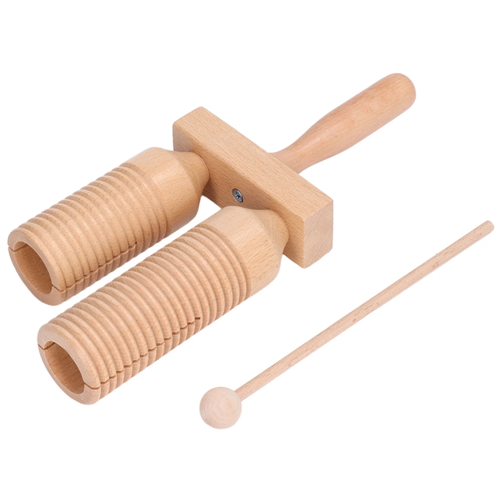 Percussion Wooden Guiro Threaded Double Cylinder Early Education Musical Guiro Instrument for Kids Above 1 Year Old