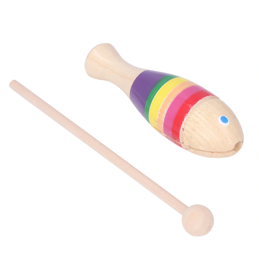 Percussion Instrument Fish Shaped Portable Wooden Musical Instrument for Children Toddlers Iridescence