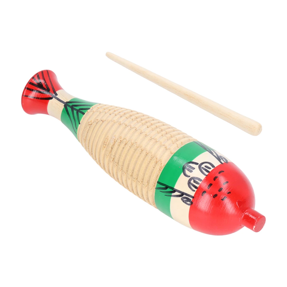 Wooden Guiro Percussion Instrument Fish Shaped Early Education Tool Gift for Kids Children