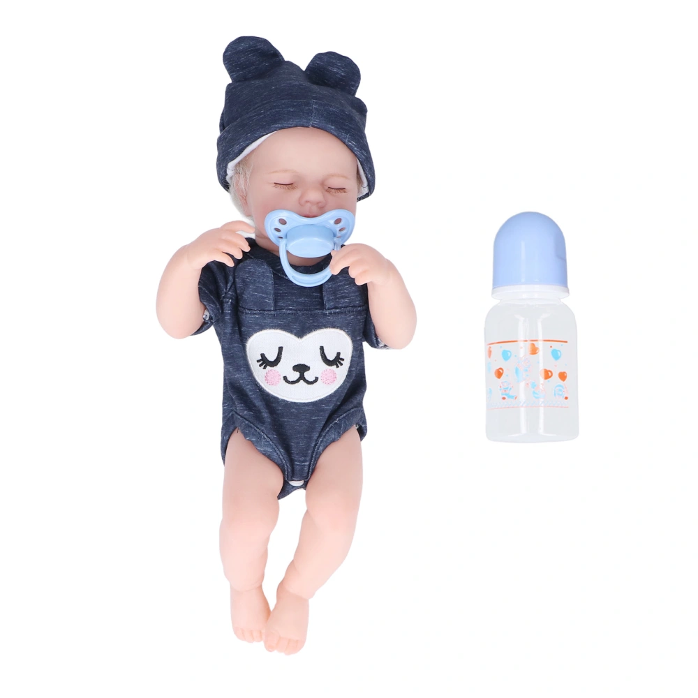 12in Newborn Baby Doll Set Washable Emulational Soft Silicone Sleeping Baby Boy Doll with Clothes Feeding Bottle Nipple