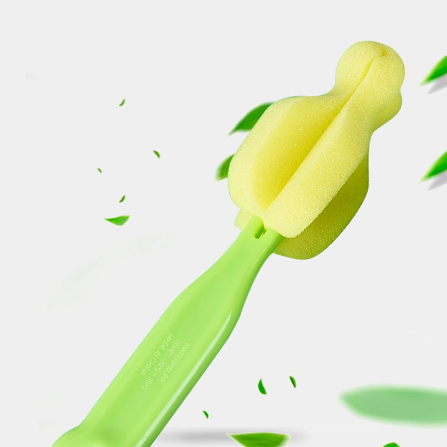 Feeding Bottle Scrubber Soft Sponge Baby Bottle Cleaning Sponge Brush for NippleGreen