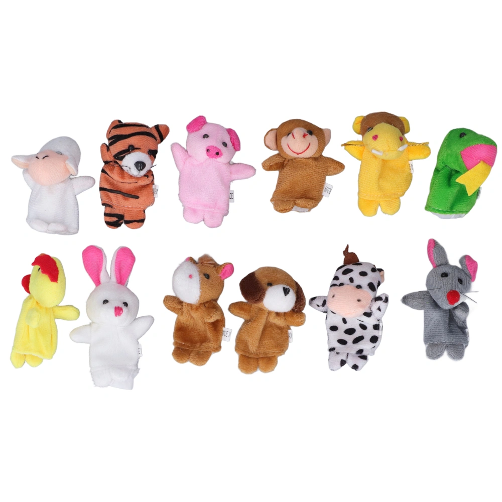 12 Pcs Finger Puppets Cute Soft Short Plush Cartoon Animal Toddler Kids Baby Hand Puppet Toy Set for 3+