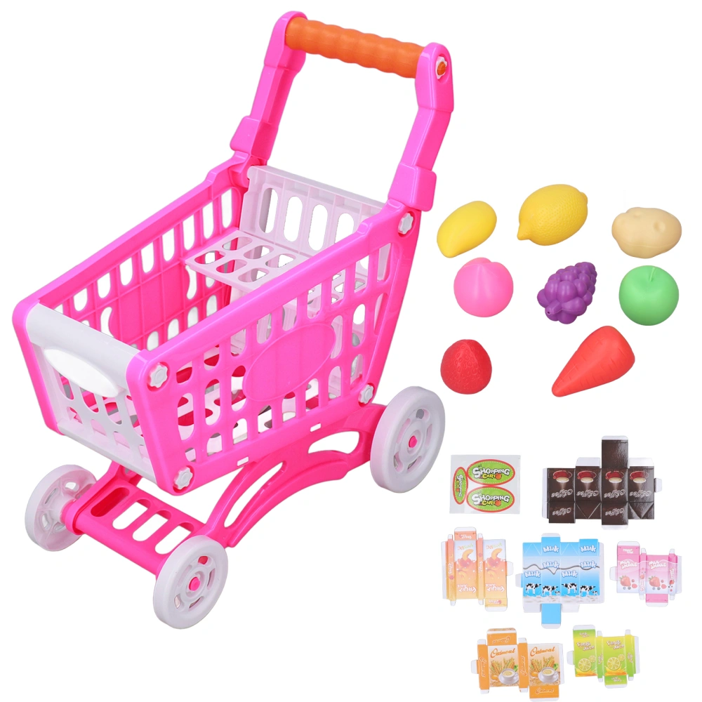 Kids Shopping Cart Set Educational Kids Shopping Cart Play Food Toys for Learning DevelopmentPink