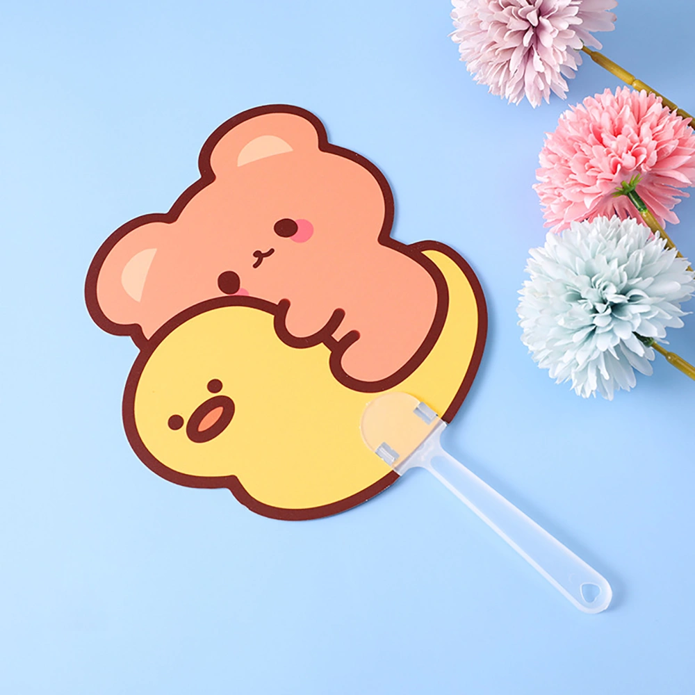 Cartoon Cute Handheld Fans PP Small Fan Portable Summer Hand Fan for Children StudentYellow Duck Bear