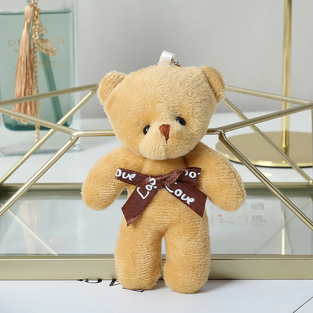 Bear Doll Stuffed Plush Big Head Bear Doll with Bow Tie for Valentine's Day Birthday Wedding(S Light Brown 11x6cm 4.3x2.4in)