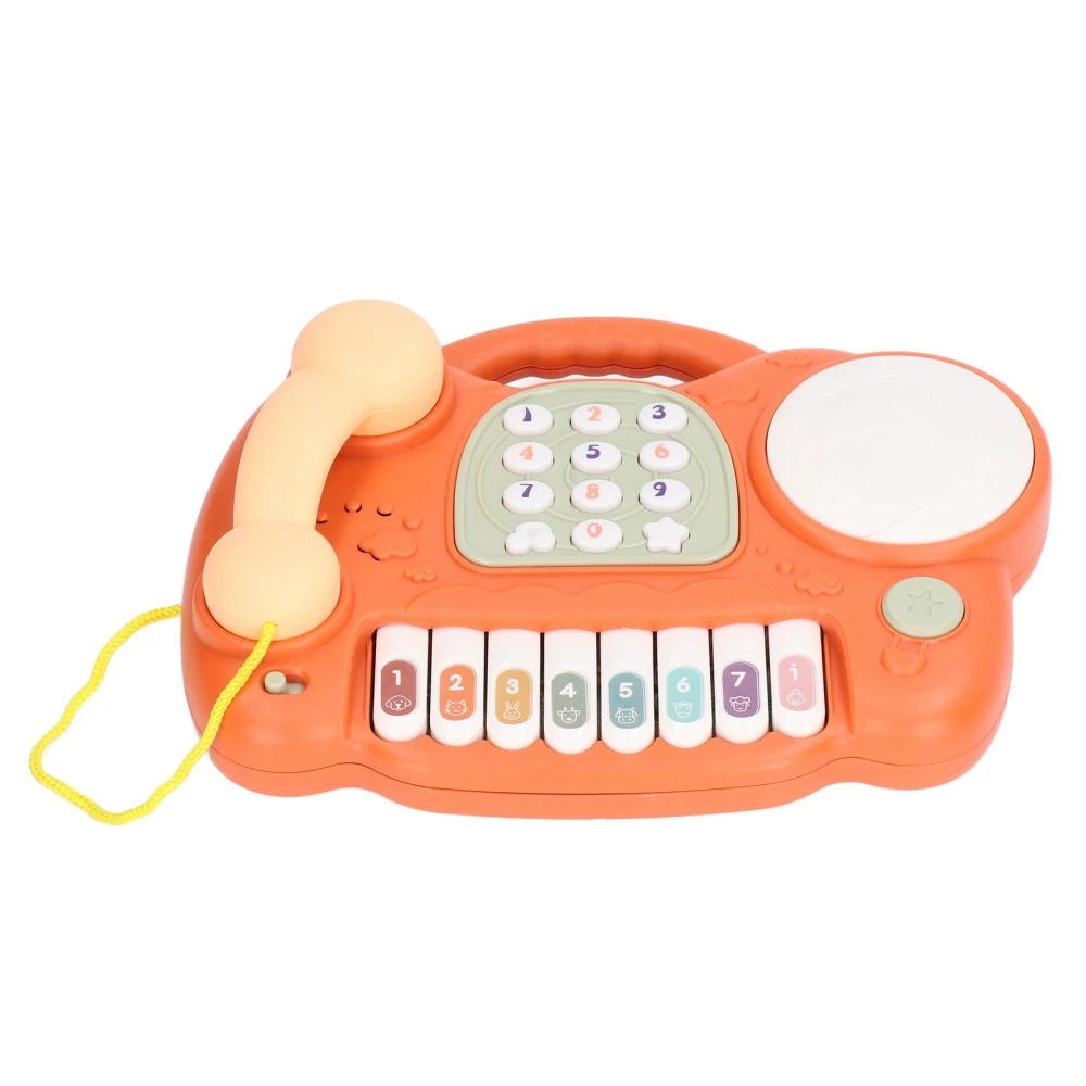 Baby Piano Phone Music Toy Toddlers Pretend Phone Keyboard Parent Child Interactive Cartoon Landline ToyOrange