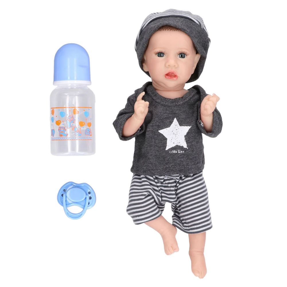 12inch Reborn Baby Dolls Flexible Limbs Soft Silicone Lifelike Doll Toy with Milk BottleBoy