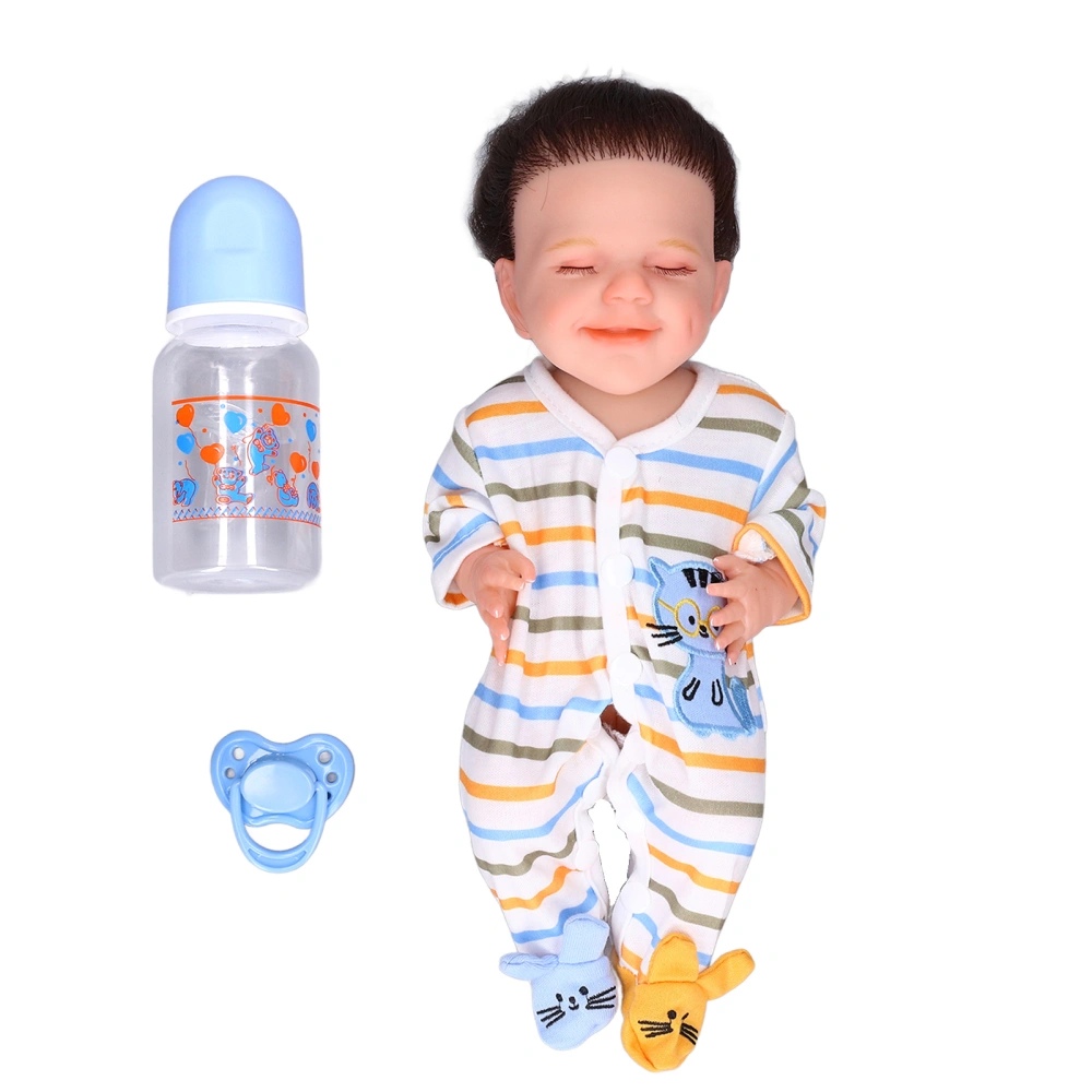 Lifelike Baby Doll 12 Inch Soft Silicone Newborn Infant Doll with Clothes Feeding Bottle Children ToyGirl Doll