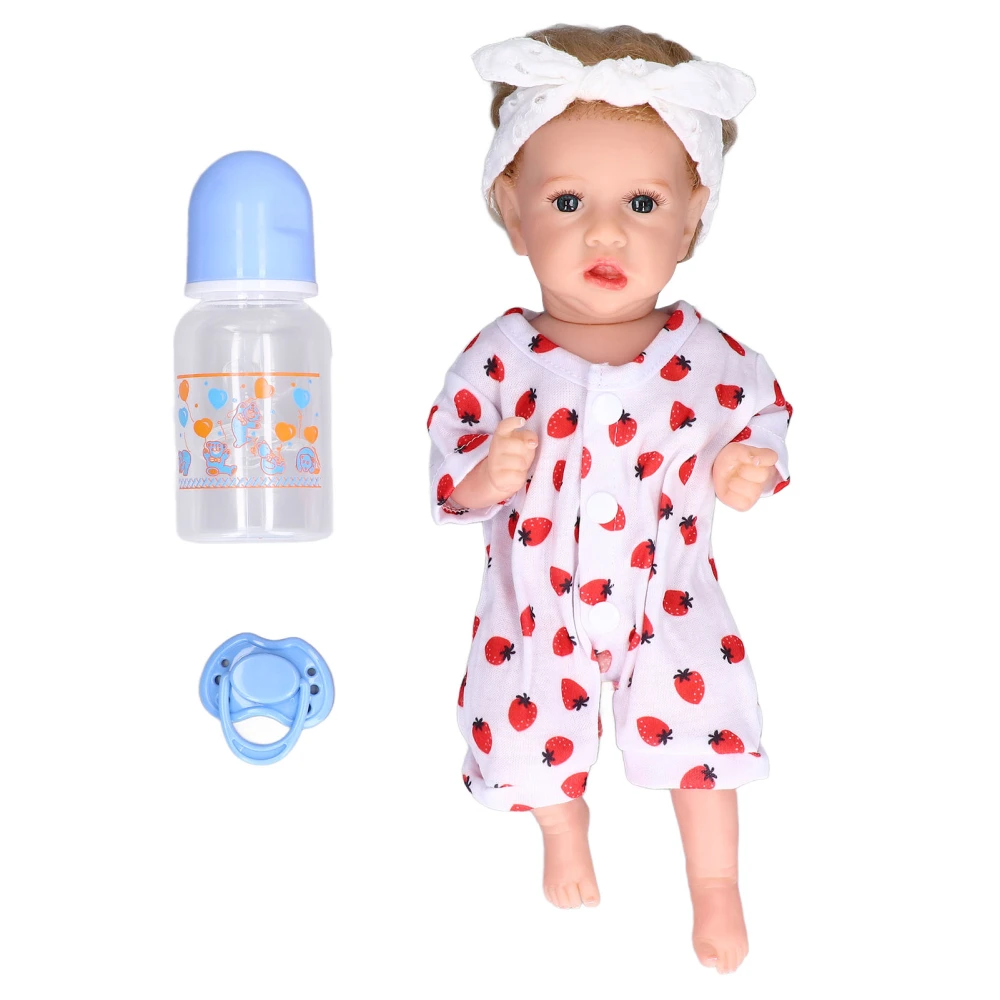 12inch Reborn Baby Dolls Flexible Limbs Soft Silicone Lifelike Doll Toy with Milk BottleGirl