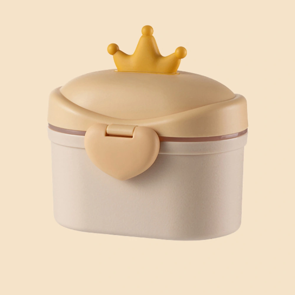 Baby Milk Powder Container Portable Cartoon Crown Double Layer Fruit Snack Storage Box Large CapacityYellow 400ml 14cm