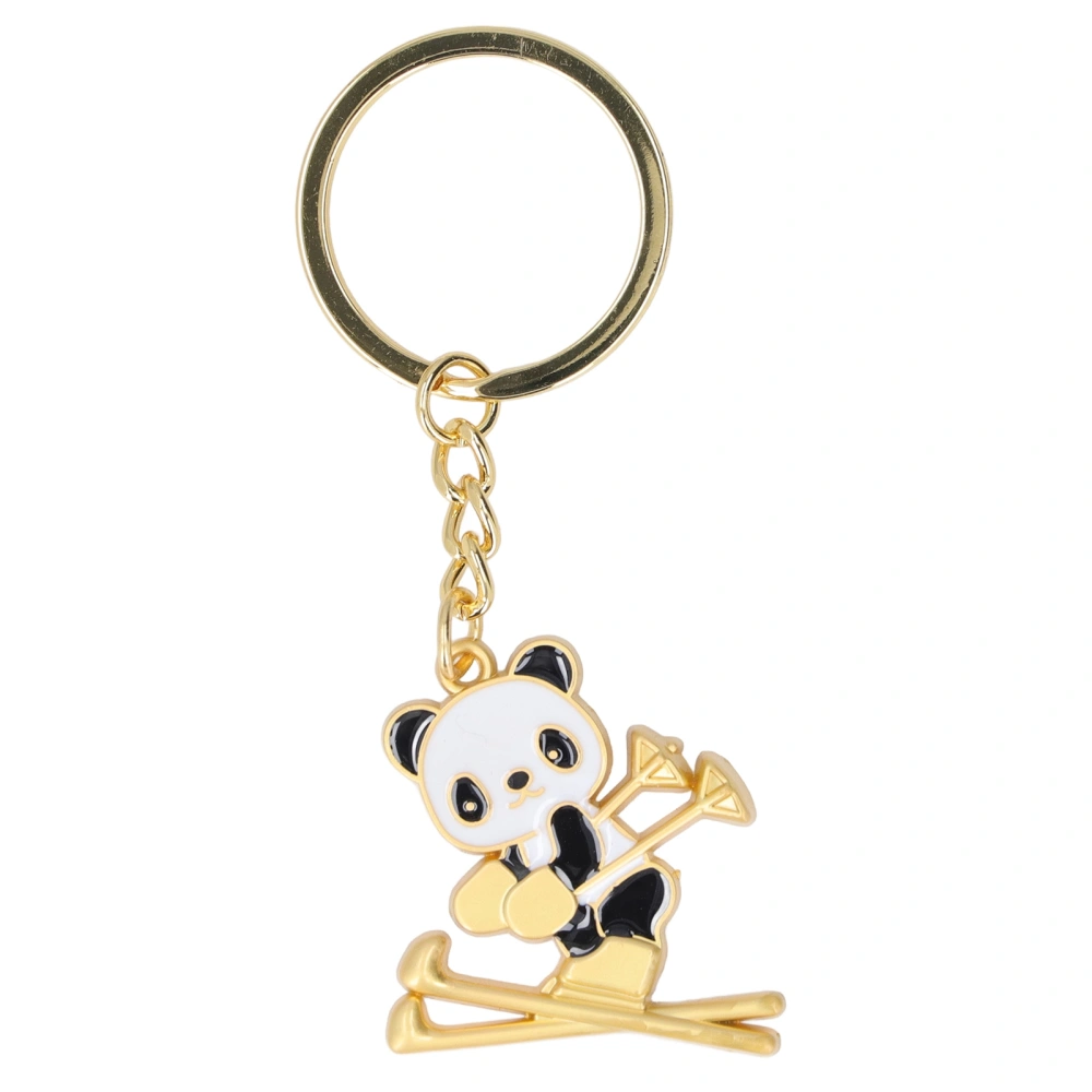 Metal Keychains Cute Shaped Fashionable Skiing Style Key Rings for Competition Souvenirs GiftsX‑1280 Ski Panda Gold