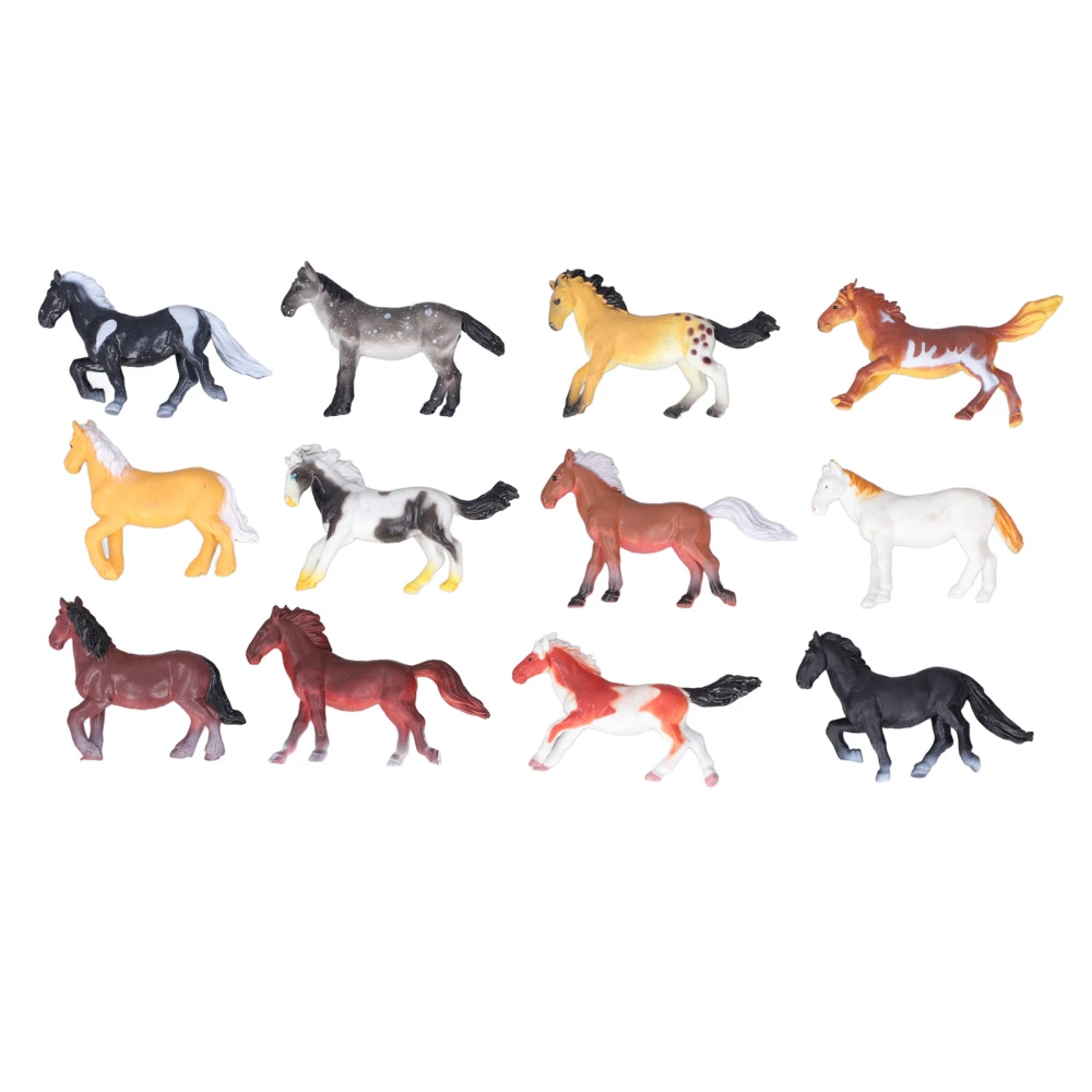 12Pcs Toy Horses High Simulation Durable Plastic Different Posture Bright Colors Stimulate Imagination Horse Figurine