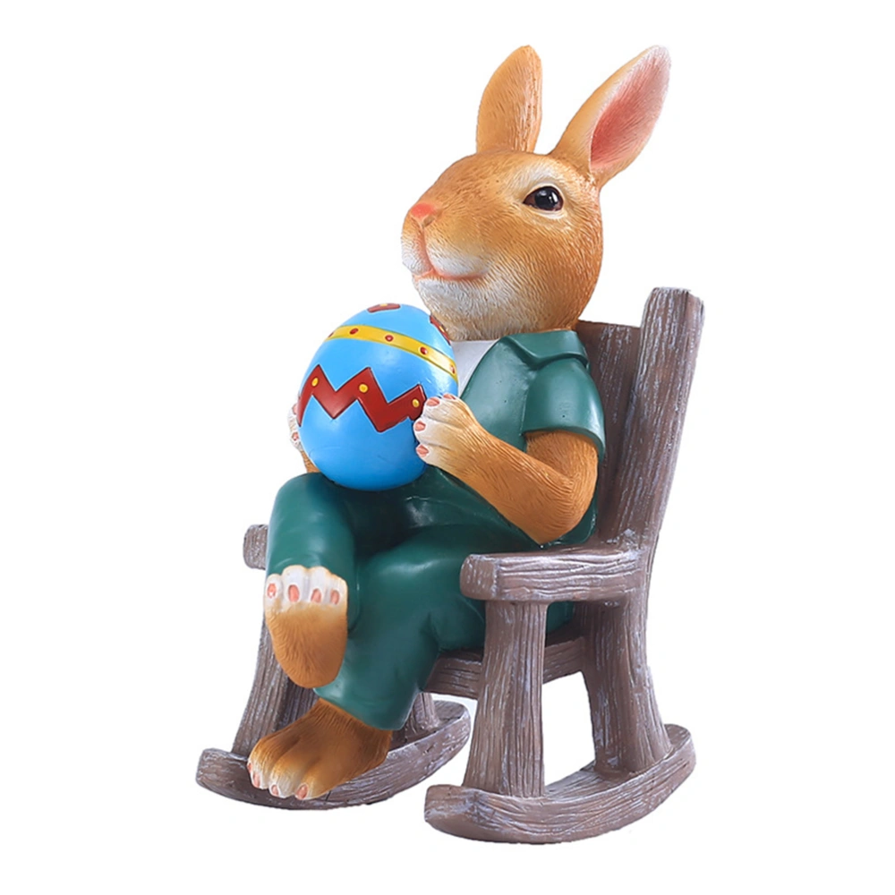 Easter Rabbit Statue Table Decor Resin Bunny Sitting On Chair Statue Tabletop Centerpieces Ornaments Home Party Holiday Decoration Gift