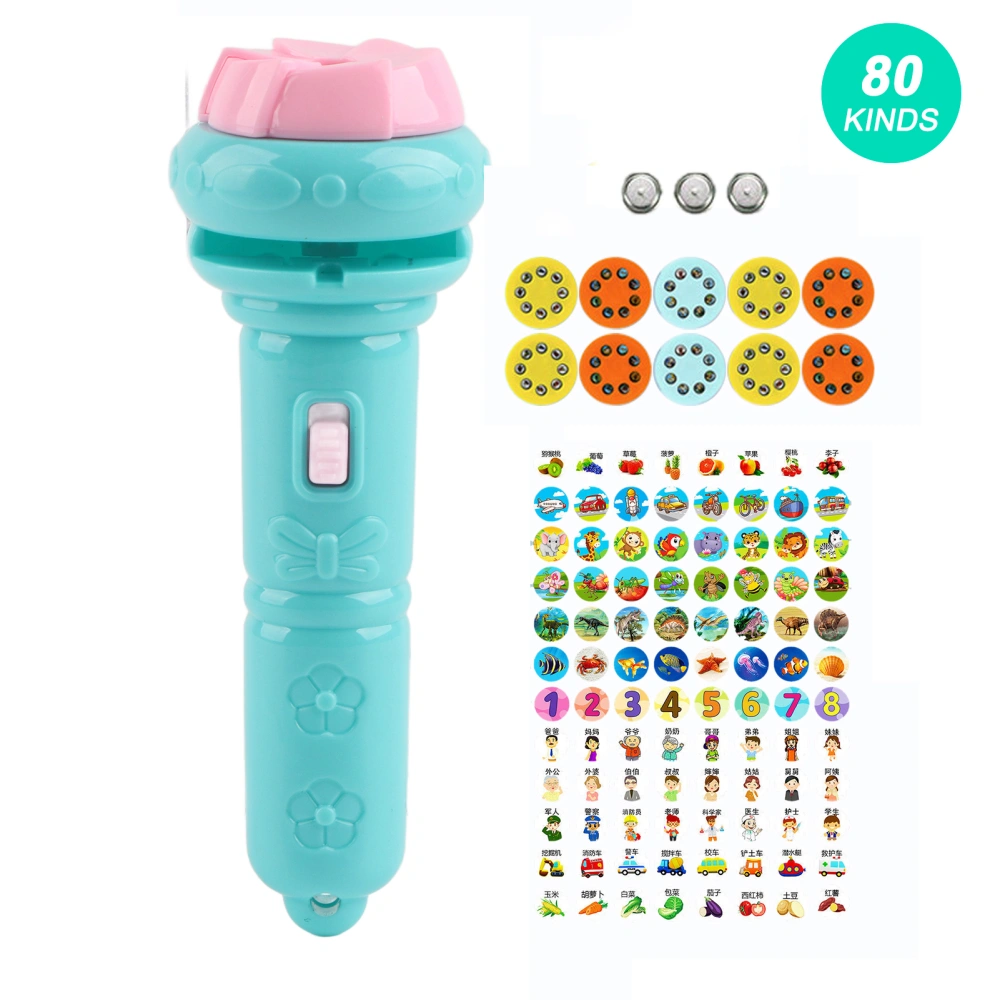 Kids Projector Flashlight Different Animal Patterns Early Educational Science Projector Luminous ToyBlue(80 Patterns)