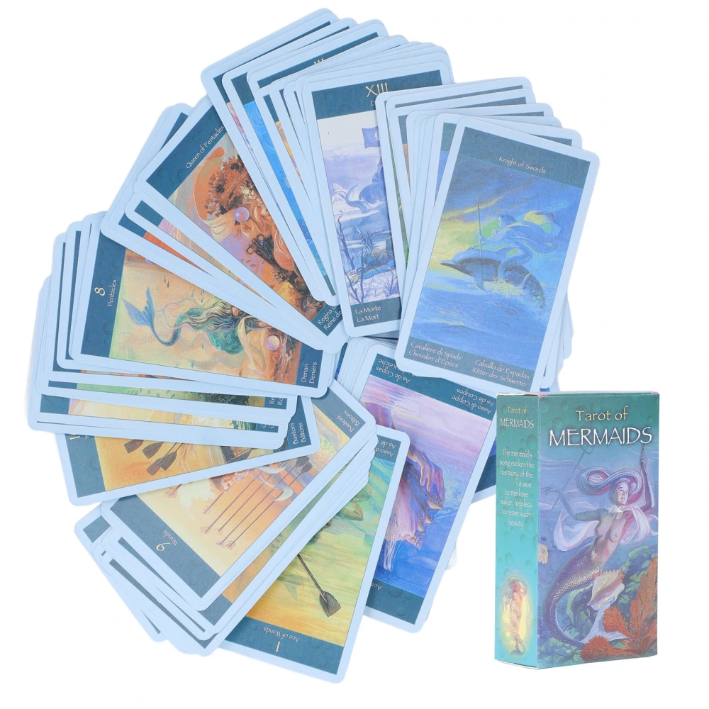 78pcs Tarot Cards Copperplate Paper Mermaids Divination Card for Home Party Board Game