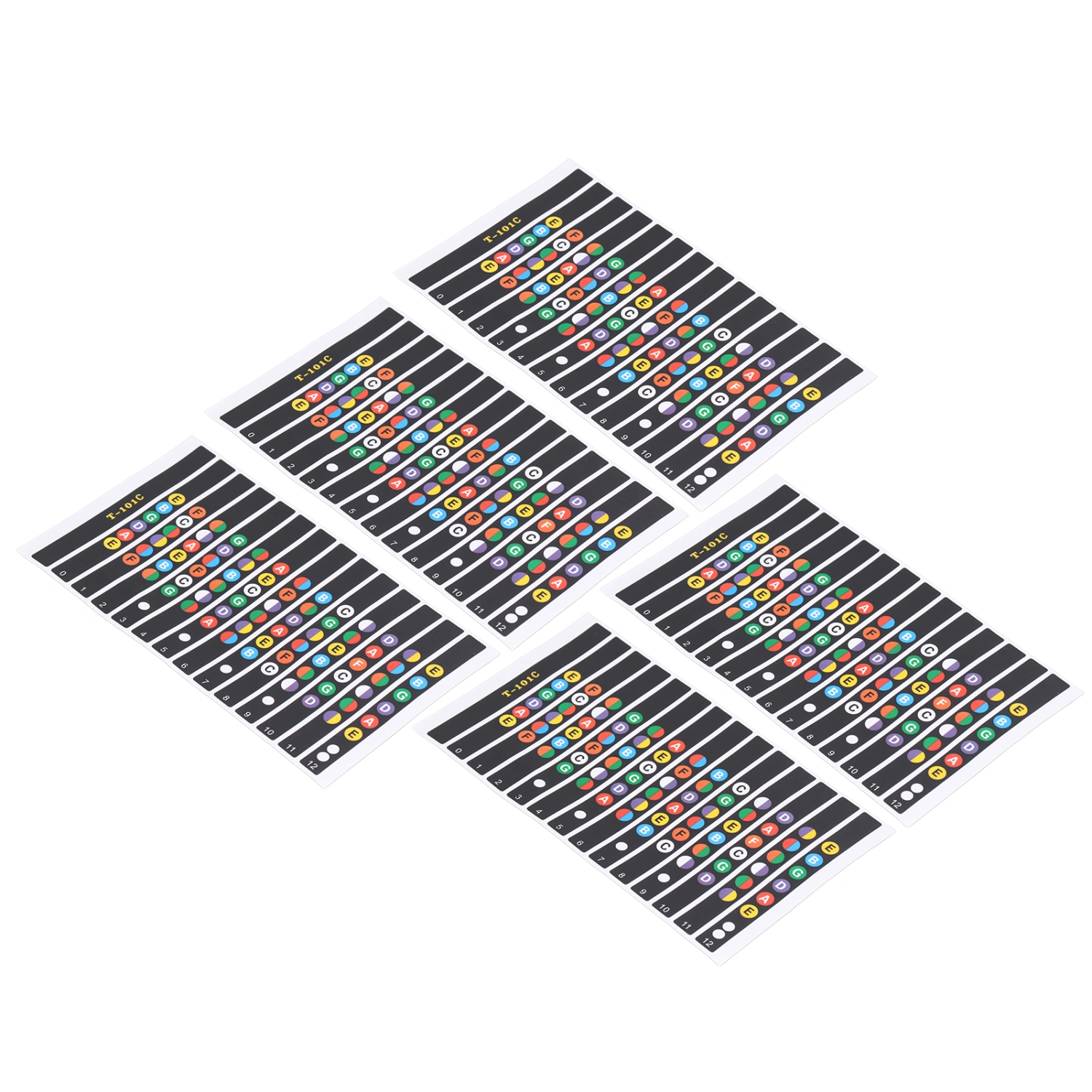 10 Sheet Guitar Fretboard Stickers Fingerboard Frets Coded Note Scale Decals for Beginner Learner PracticeT-101C