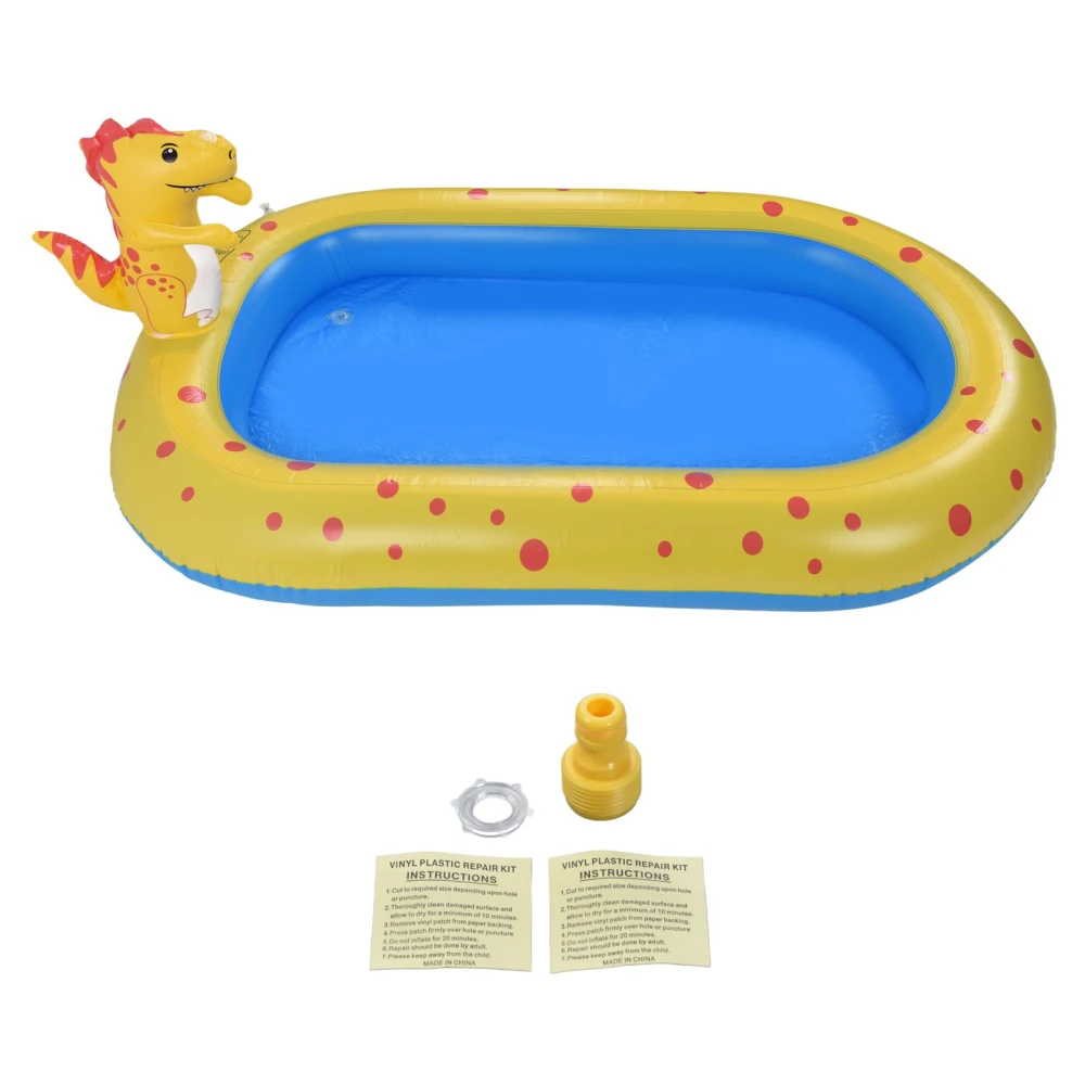 Inflatable Swimming Pool Children Outdoor Backyard Cute Dinosaur Sprinkler Pool Gift 67 X 41 X 26in