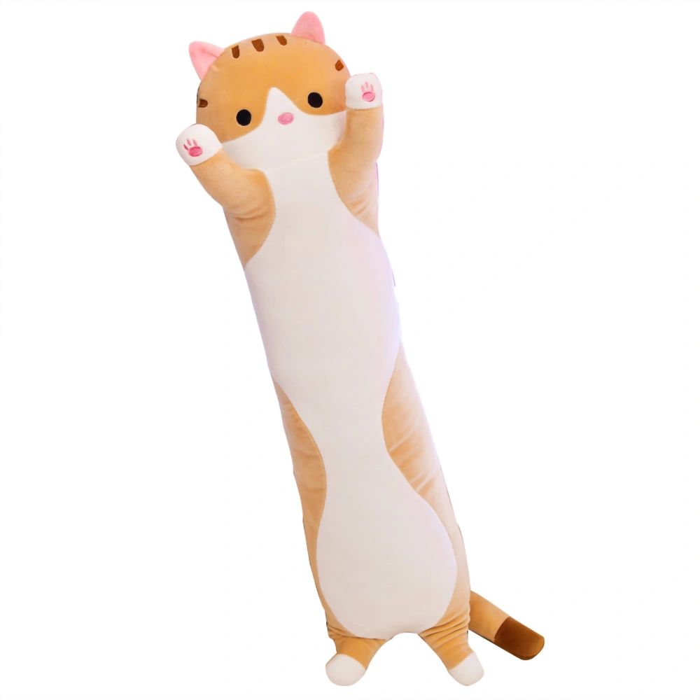 Baby Cartoon Cat Toy Soft Plush Long Throw Pillow Stuffed Adorable Animal Toys for KidsYellow 50cm / 19.69in