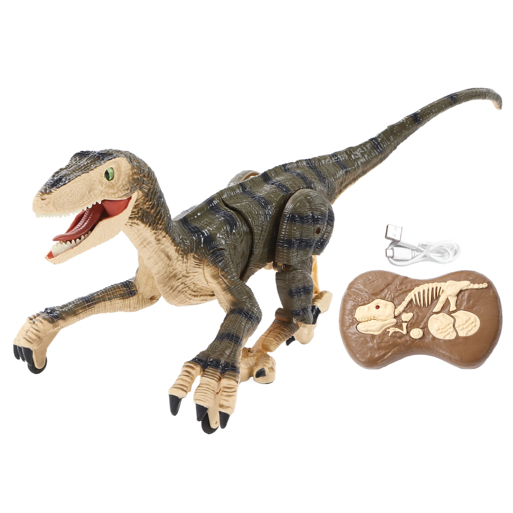 Remote Control Large Dinosaur 2.4G Wireless Rechargeable Simulation RC Velociraptor with Lights for Kids