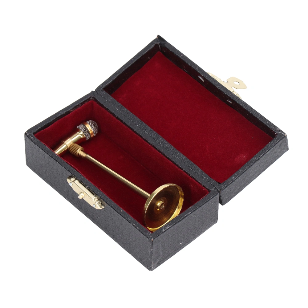 Miniature Microphone Adjustable Mini Microphone Model Mini Musical Instrument with Decoration Storage BoxGold