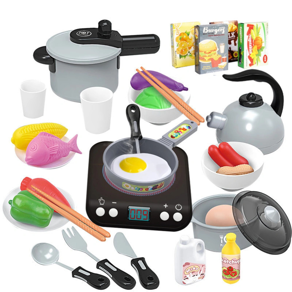 Children Pretend Play House Electric Kitchen Toy Set Simulation Induction Cooker Toys for Kids Birthday and Holiday Gifts