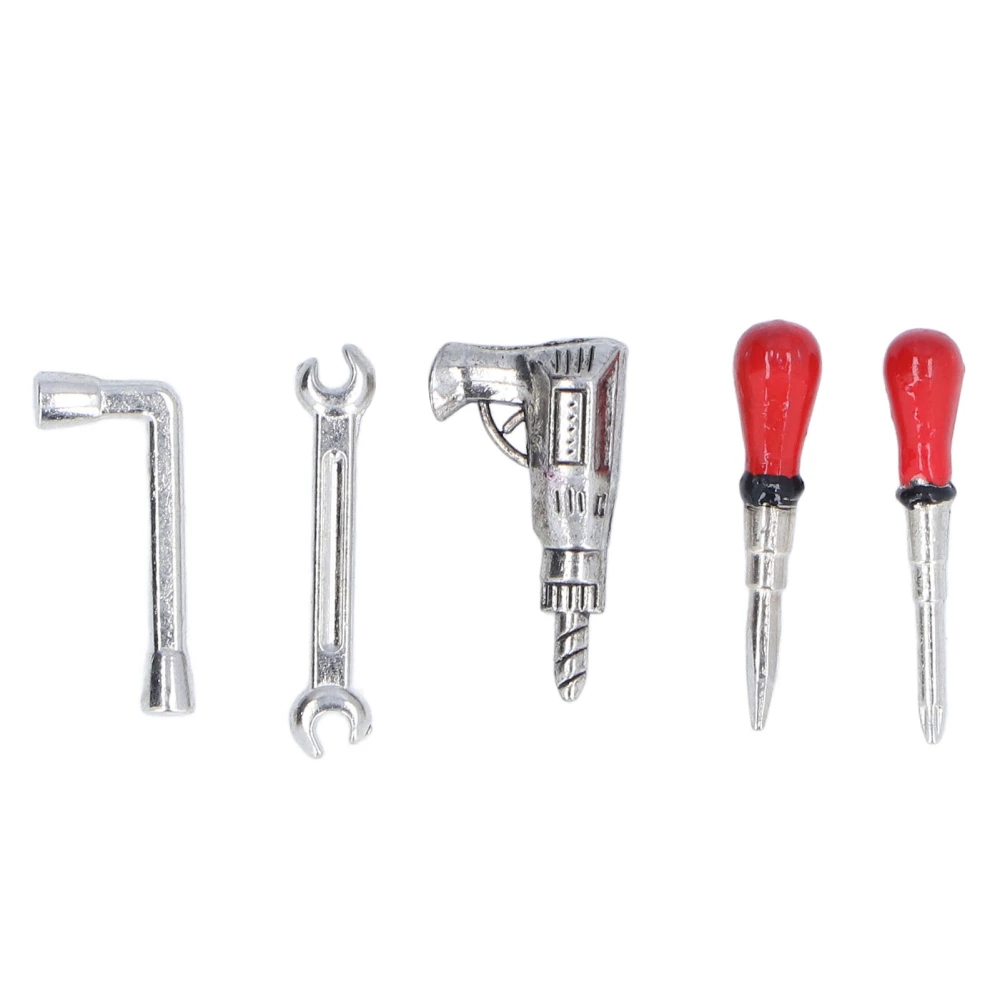 5pcs 1:12 Scale Dollhouse Miniature Work Tools Set Alloy Doll House Hand Tool Accessories