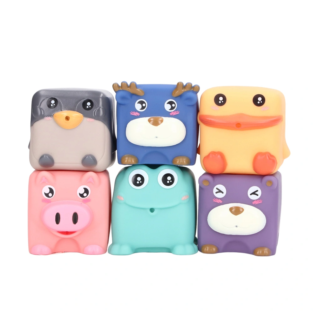 6 Pcs Baby Soft Stacking Building Blocks Educational Cute Animal Squeeze Toys Safe Teething Chewing Toys for Infant