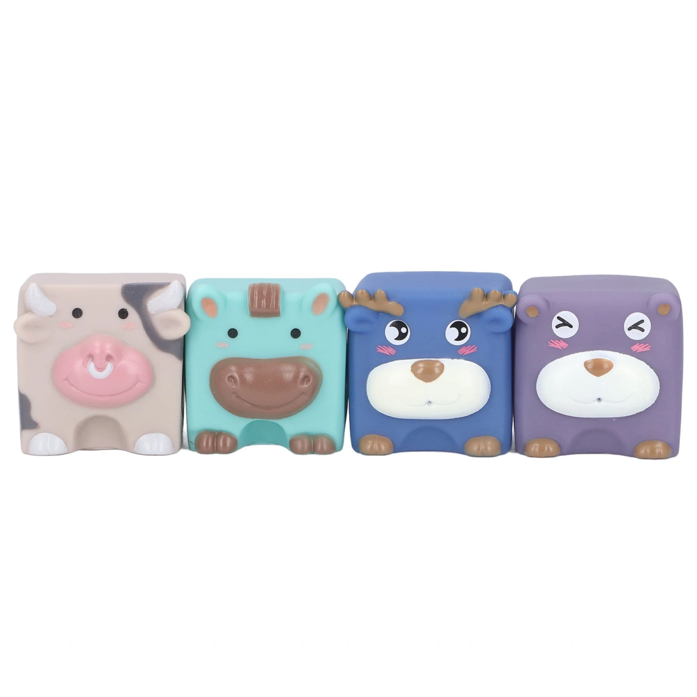 4pcs Soft Stacking Building Blocks Cute Cartoon Animal Shaped Teething Squeeze Sensory Blocks Toy