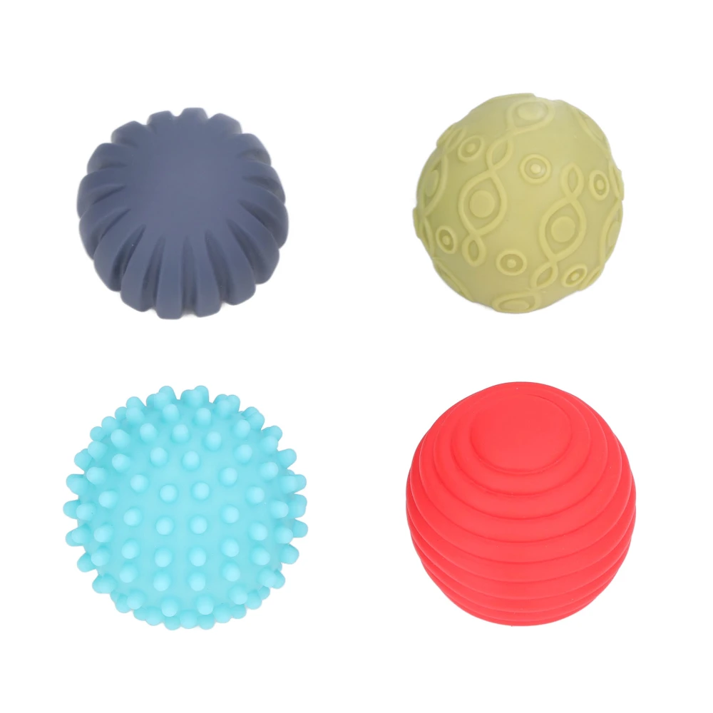 4pcs Baby Sensory Balls Textured Different Color Shape Palm Massage Squeeze Ball Toy Set