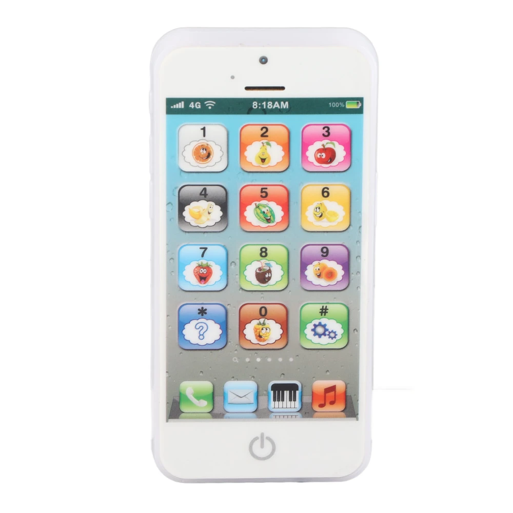 Baby Mobile Phone Toy Simulation Shaped Clear Music Cool Light English Mobile Phone ToyWhite