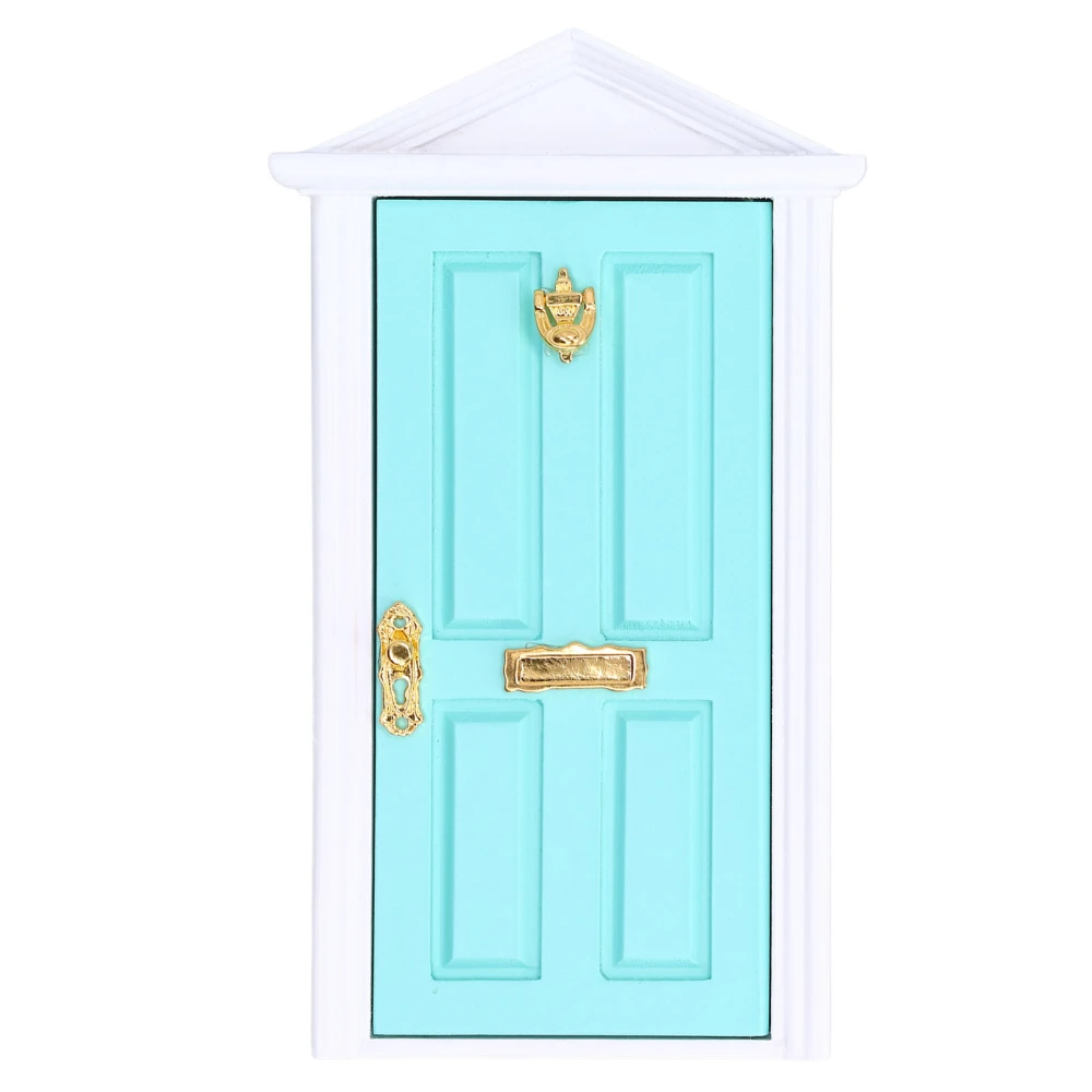 Mini Wooden Door Bright Color Vivid Details Smoother Edge Dollhouse Miniature Fairy Door for 1:12 Doll House GiftsMint Green