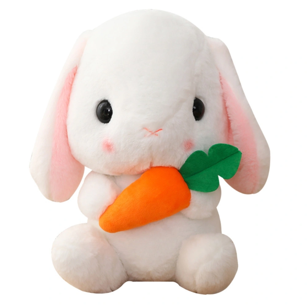 Easter Bunny Plush Toy Easter Rabbit Bunny Stuffed Animal Doll White Plush Bunny with Carrot Perfect Birthday New Year Gift for Children