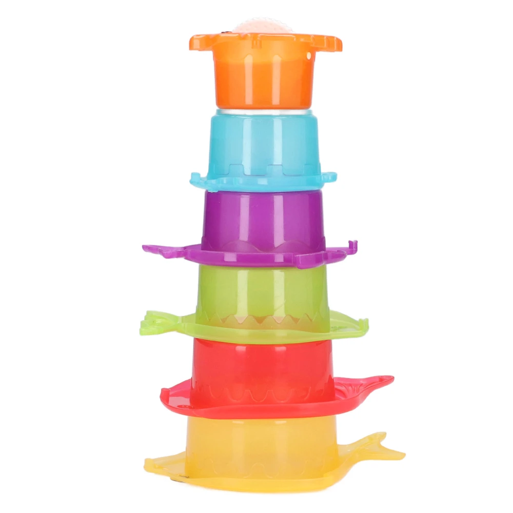 Kids Bathtub Toys Stacking Cups Fish Shaped Different Colors Educational Baby Bathing Toy