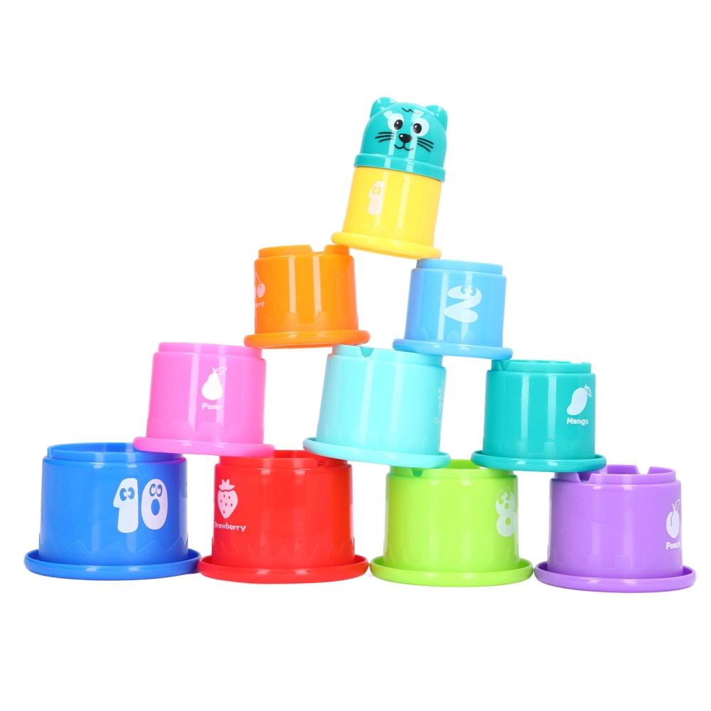 Stacking Cups Toy Numbers Fruits Learning Different Color Educational Bathtub Stacking Cup Toy