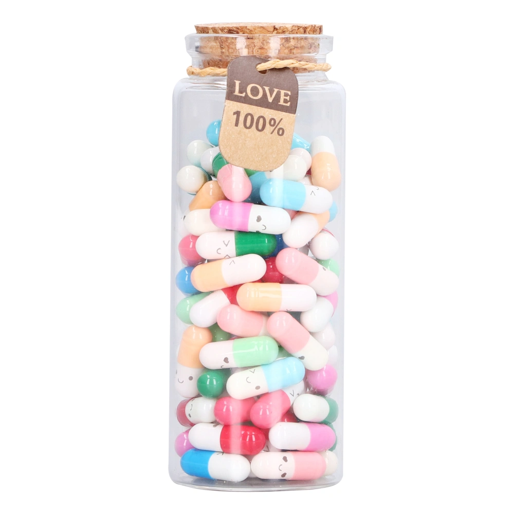 100pcs Capsules Message Pills Glass Bottle Mixed Color Pills Blank Paper Wishing Message Letters