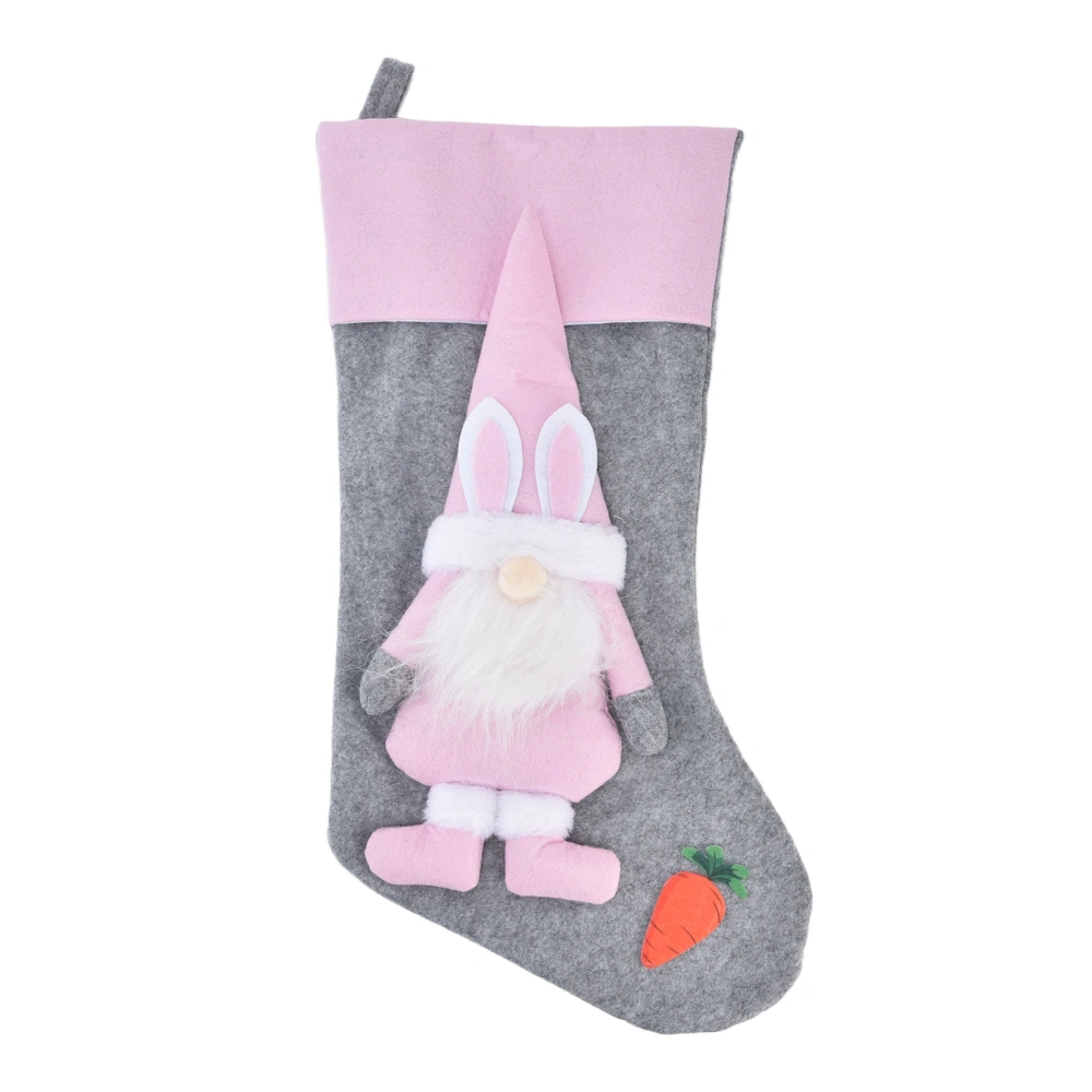 Easter Gnome Stocking Holiday Party Cute Gnome Socks Gift Bag Hanging Decoration for Family ChildrenGray