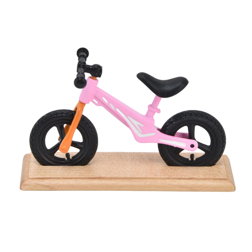 Dollhouse Mini Bike Metal Composite Wood Miniature Mountain Bike for Doll House DecorationPink