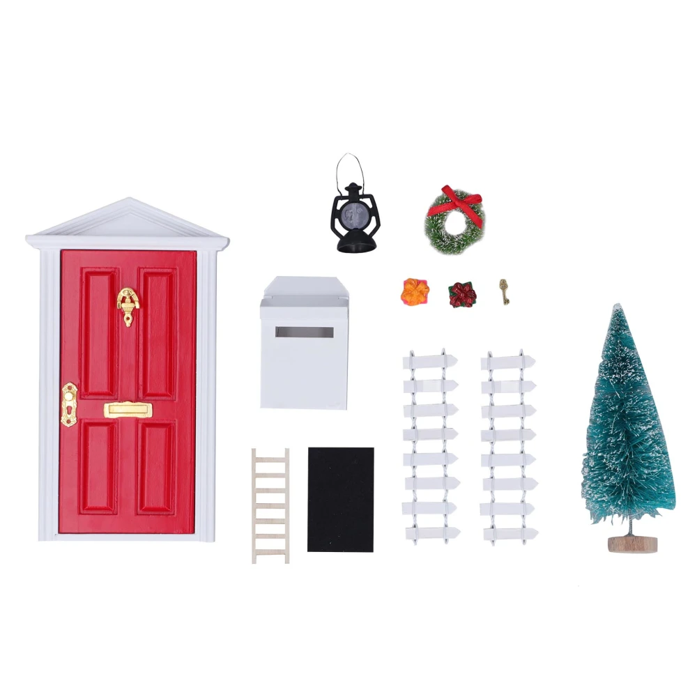 Mini Wooden Door Set Smoother Edge Color Lasting Vivid Details Doll House Christmas Set for 1:12 Doll House Gifts