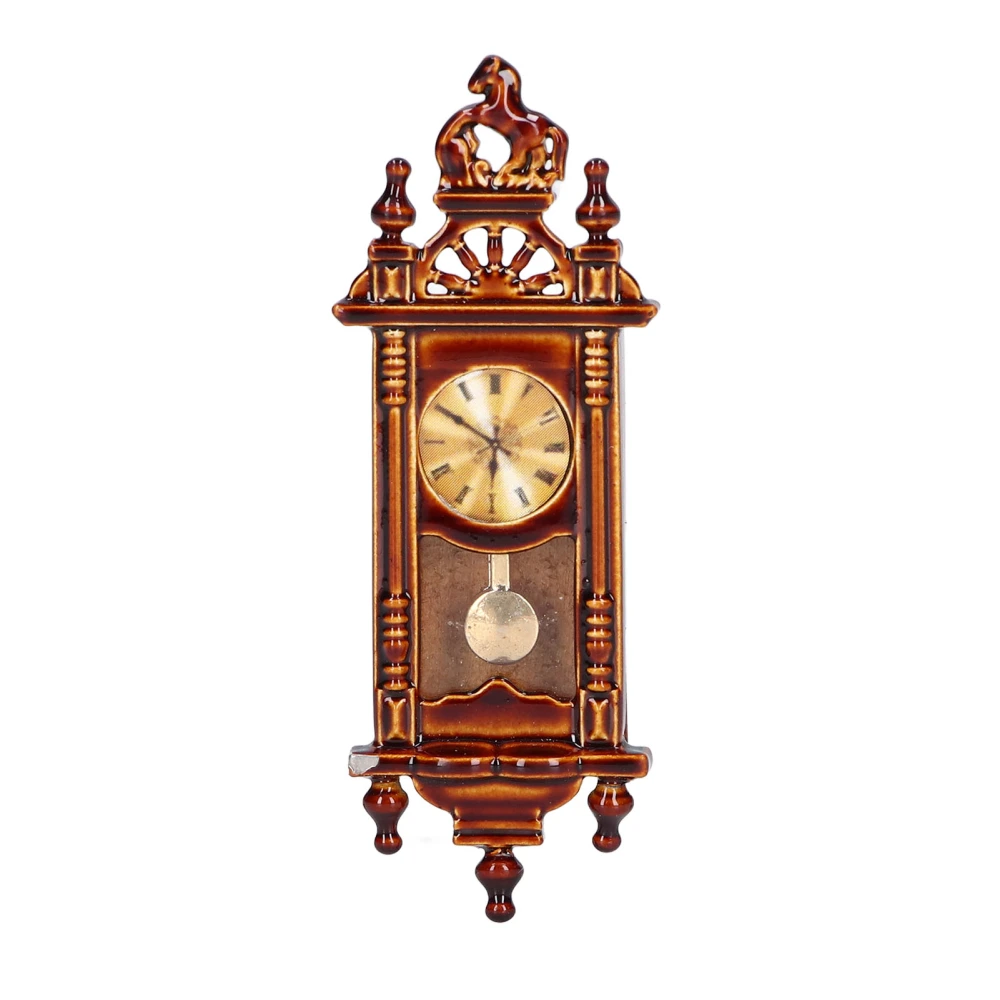 1:12 Scale Vintage Dollhouse Clock Wooden Alloy Elegant Miniature Doll House Decoration