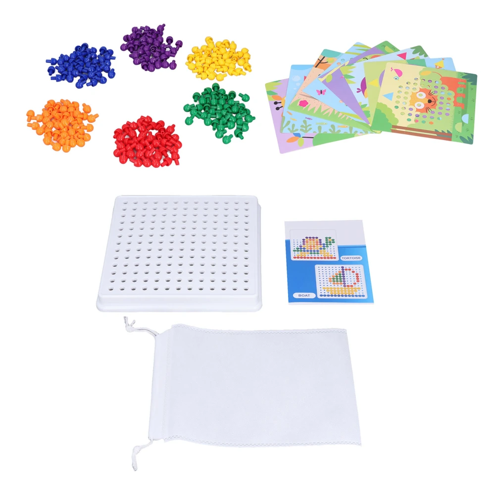 240pcs Color Matching Mosaic Pegboard Colorful Mushroom Nail Puzzle Assembling Puzzle Board