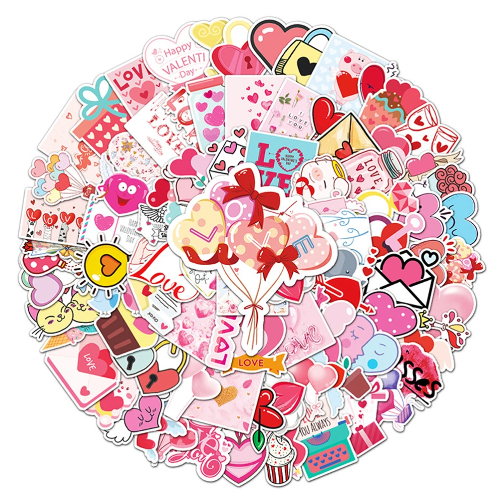 100pcs Valentine's Day Love Stickers PVC Waterproof Laptop Stickers Trendy Stickers for Skateboard Guitar Bike Stickers