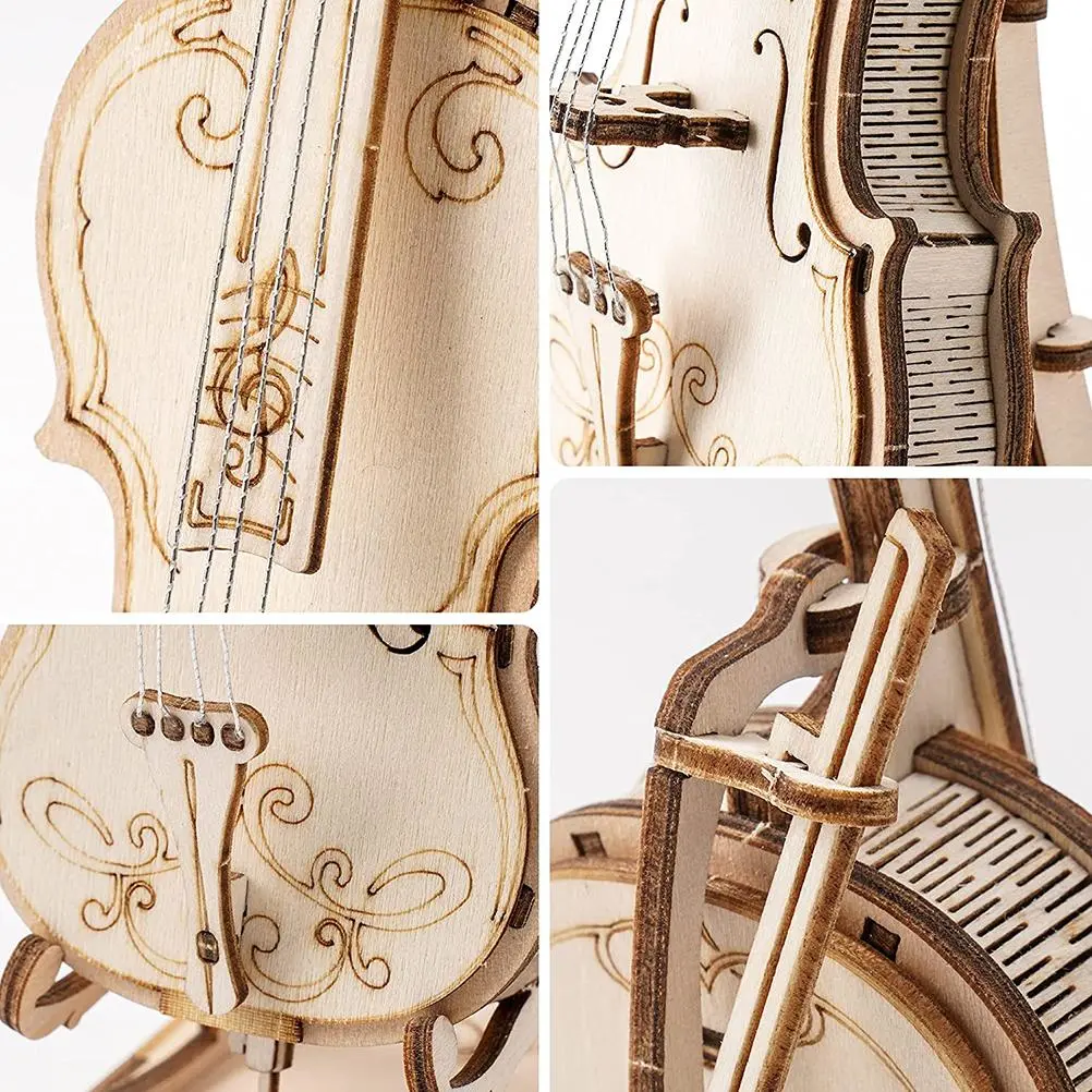 3D Wood Puzzle Model Kits for Boys and Girls DIY Model Building Kits Wooden Musical Instrument Jigsaw Toy