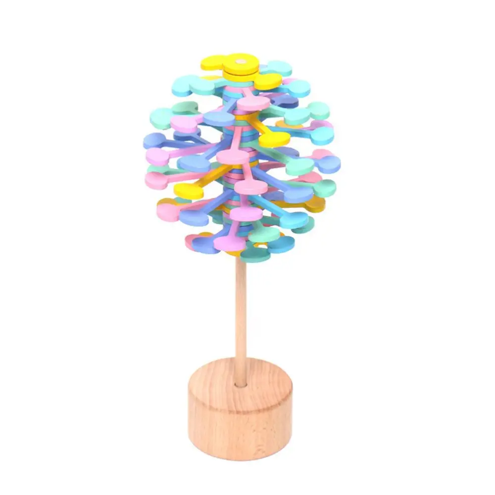 Wooden Stick Stress Relief Toy Rotating Lollipop Art Toy for Children Stick Artifact