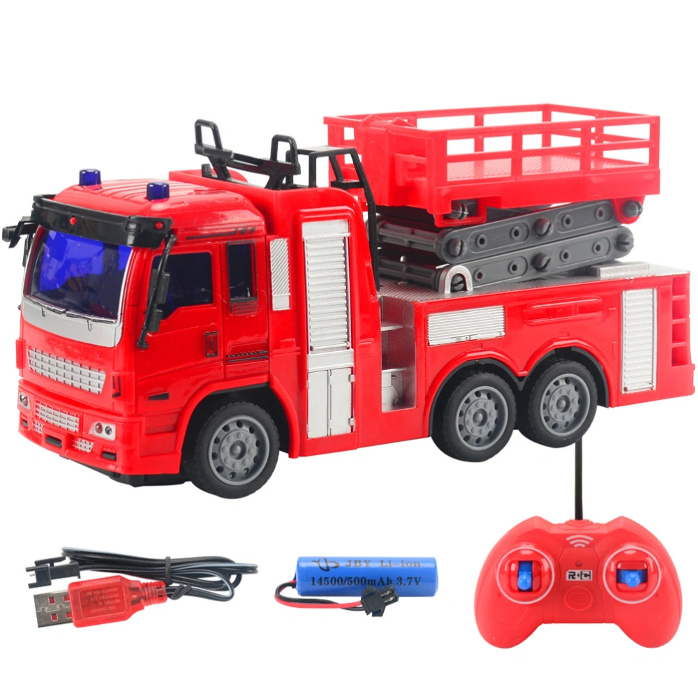 Wireless Remote Control Fire Truck Toy Cars with LED Lights Engineering Cars Model for Children Gifts