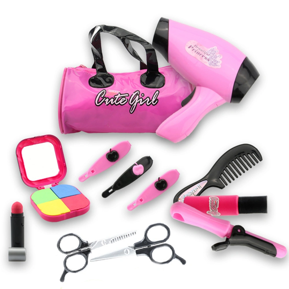 Girls Pretend Play Makeup Set for Children Pretend Role Play Playset Simulation Hair Dryer Makeup Set for Holiday Gift